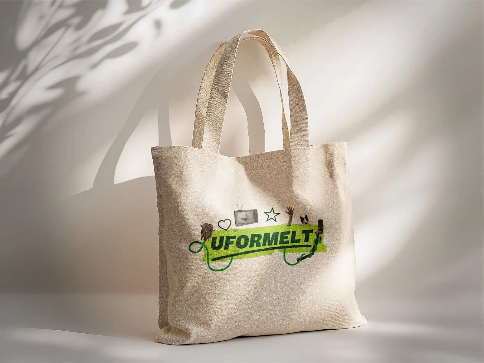 Tote bag featuring the Uformelt symbols